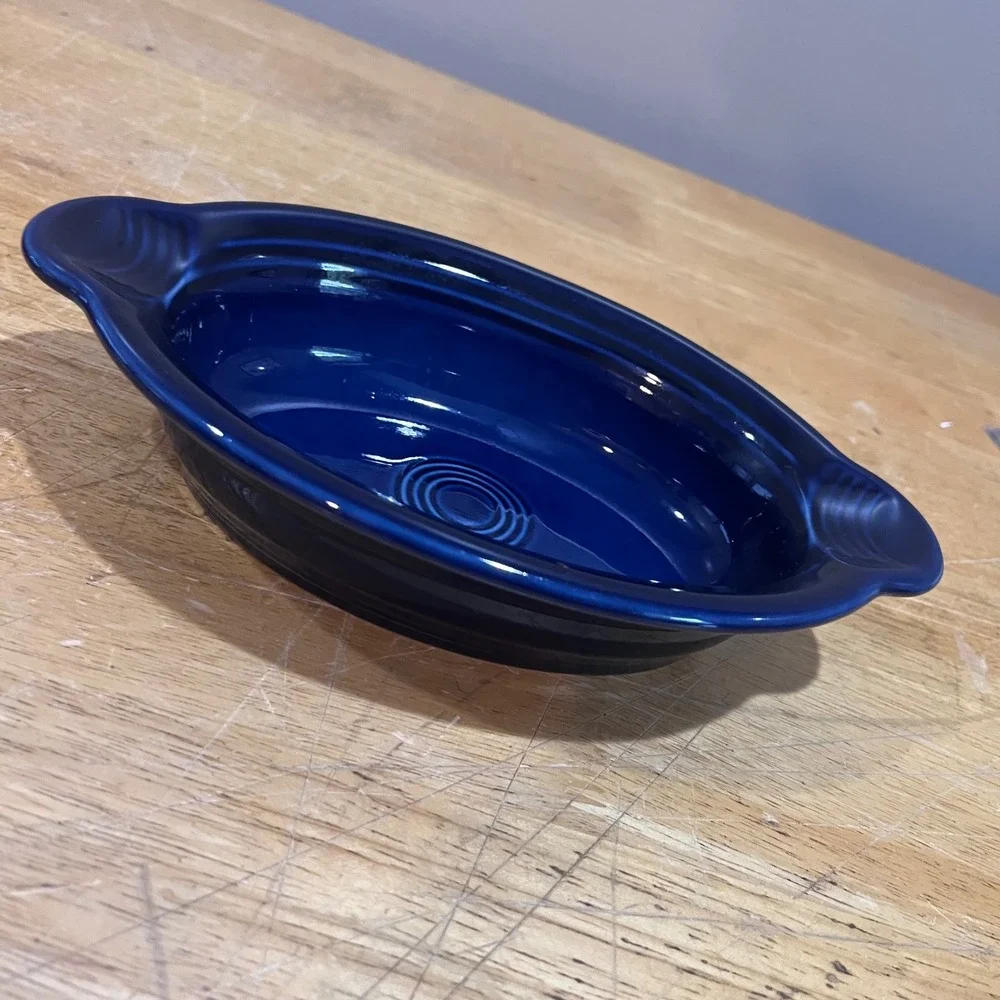 Fiesta Cobalt Blue Individual Oval Casserole‎ Dish Vtg Style Art Deco 9.25